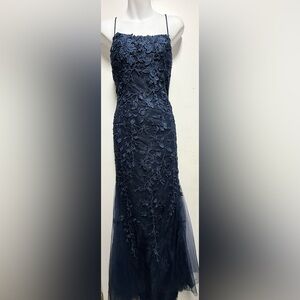 Source Unknown Midnight Blue Floral Maxi Dress
